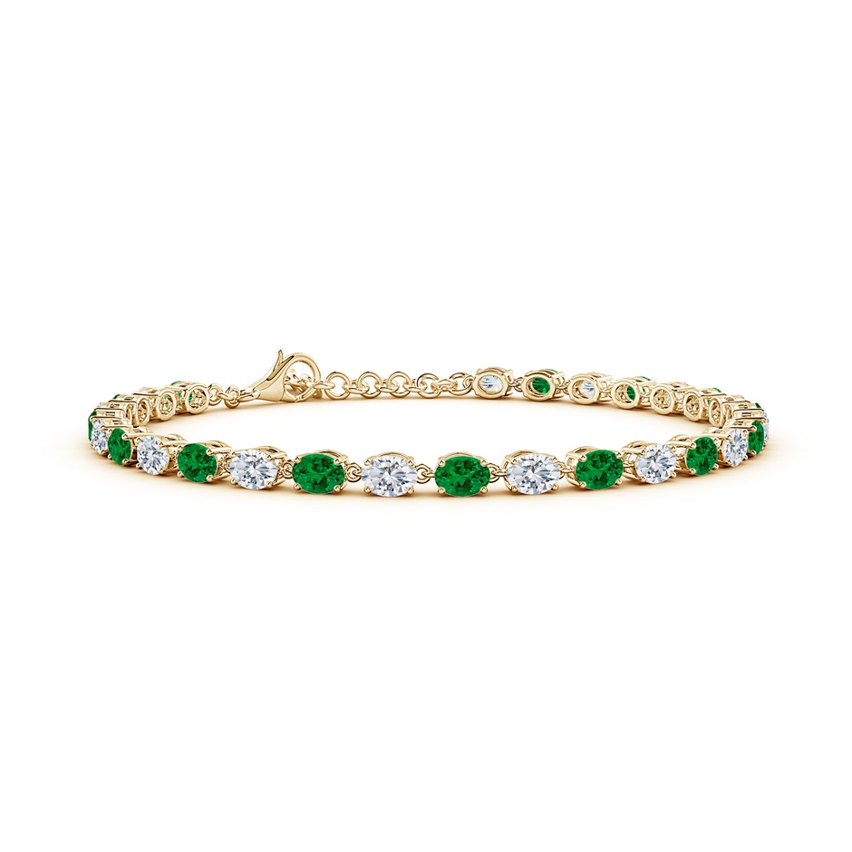 4x3mm Labgrown Oval Lab-Grown Emerald and Diamond Tennis Link Bracelet in Yellow Gold 