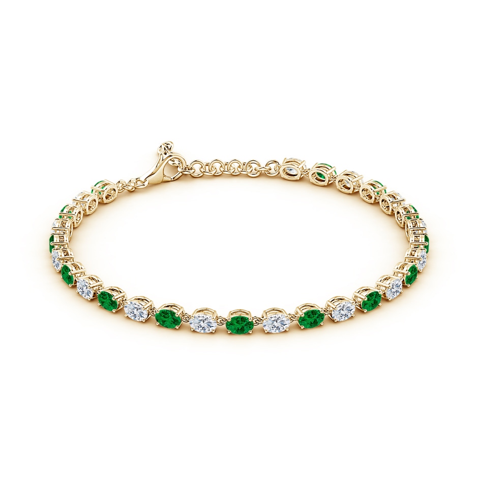 4x3mm Labgrown Oval Lab-Grown Emerald and Diamond Tennis Link Bracelet in Yellow Gold Side 199