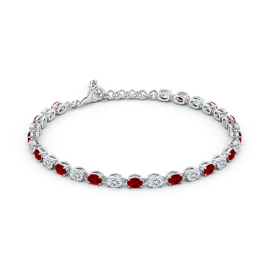 4x3mm Labgrown Oval Lab-Grown Ruby and Diamond Tennis Link Bracelet in White Gold Side 199