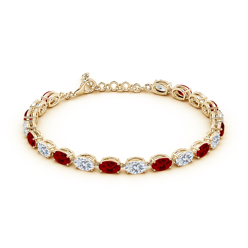 6x4mm Labgrown Oval Lab-Grown Ruby and Diamond Tennis Link Bracelet in Yellow Gold Side 199