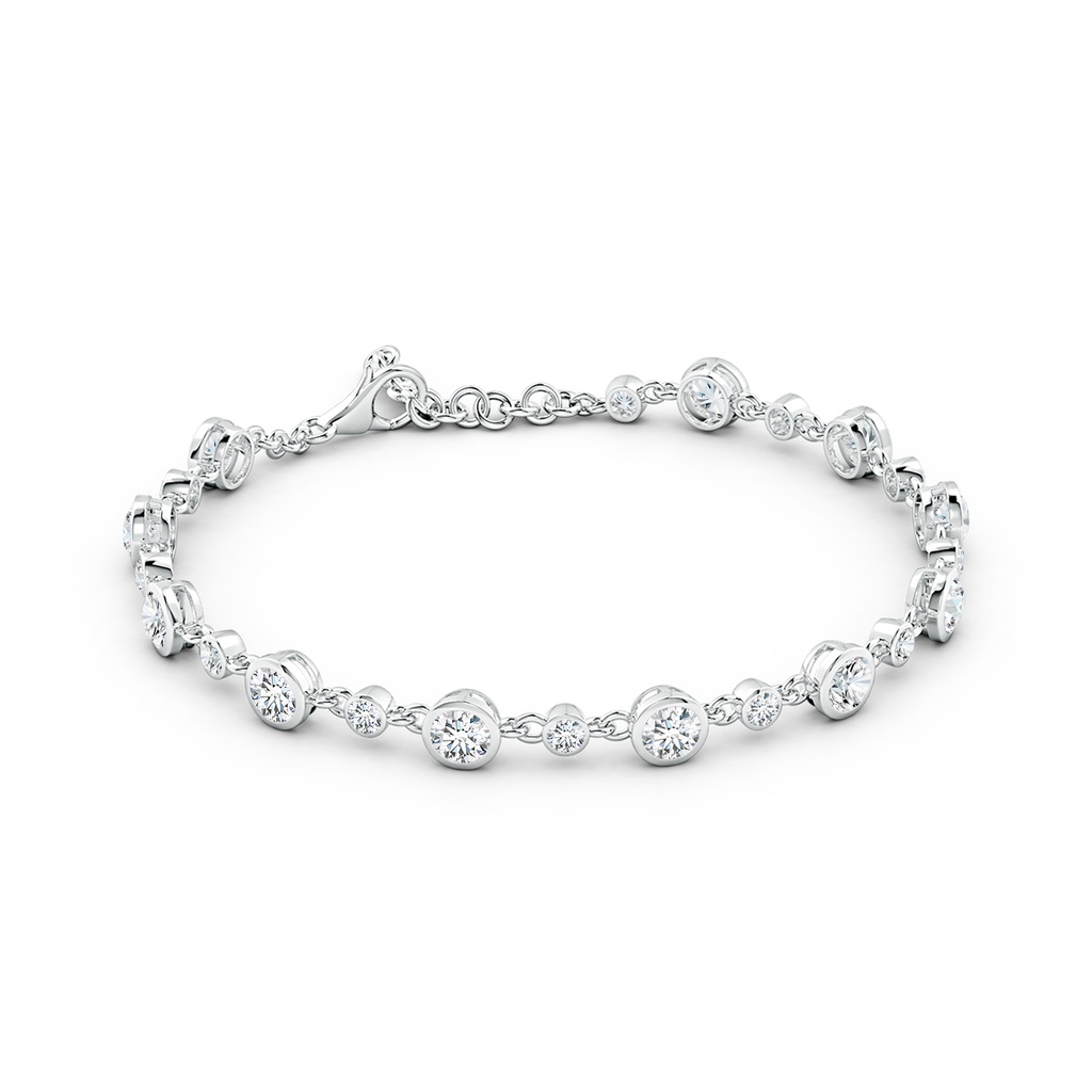 4.1mm FGVS Alternating Size Round Lab-Grown Diamond Tennis Bracelet in 18K White Gold - side 199