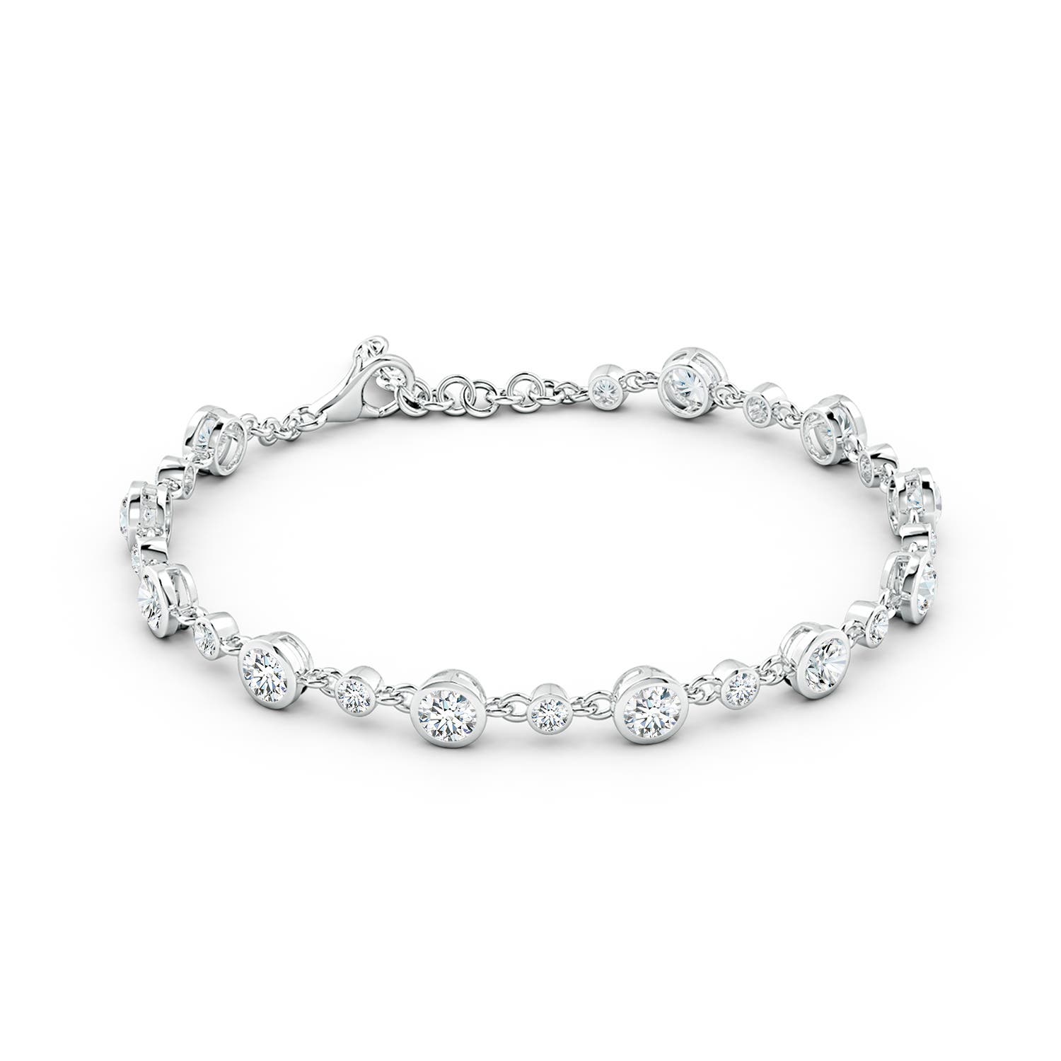 4.1mm FGVS Alternating Size Round Lab-Grown Diamond Tennis Bracelet in White Gold