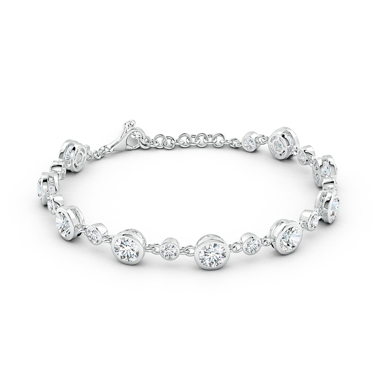 5.1mm FGVS Alternating Size Round Lab-Grown Diamond Tennis Bracelet in 18K White Gold