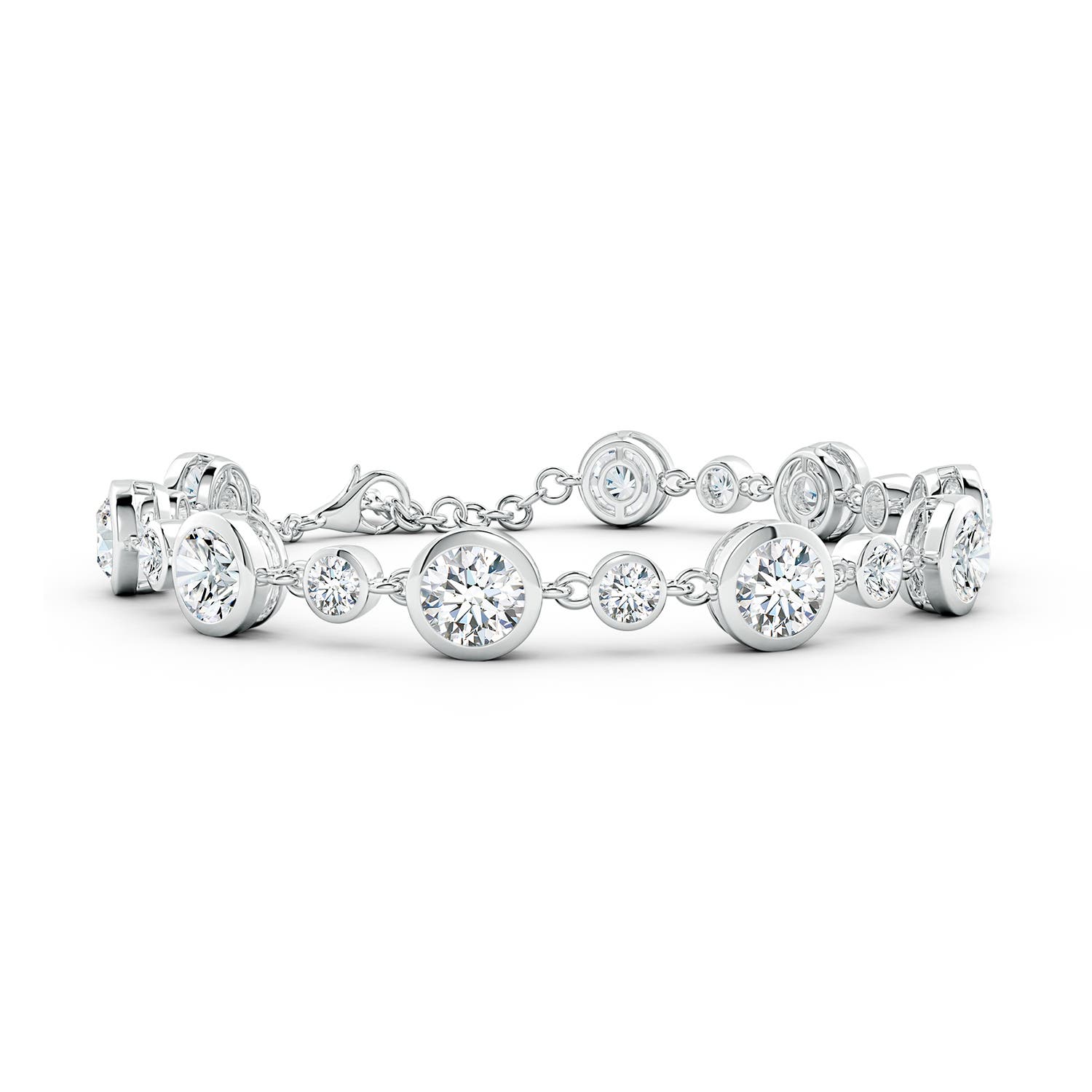 5.9mm FGVS Alternating Size Round Lab-Grown Diamond Tennis Bracelet in 18K White Gold