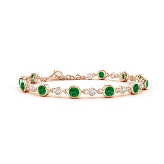 4mm Labgrown Alternating Round Lab-Grown Emerald and Diamond Tennis Bracelet in 10K Rose Gold