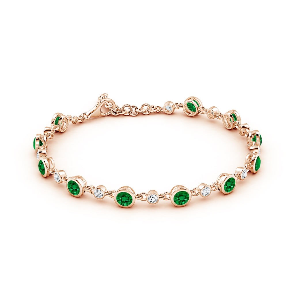4mm Labgrown Alternating Round Lab-Grown Emerald and Diamond Tennis Bracelet in Rose Gold - side 199