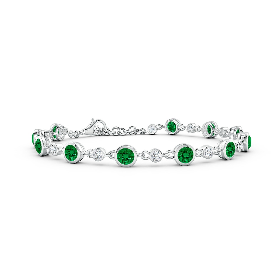 4mm Labgrown Alternating Round Lab-Grown Emerald and Diamond Tennis Bracelet in White Gold 