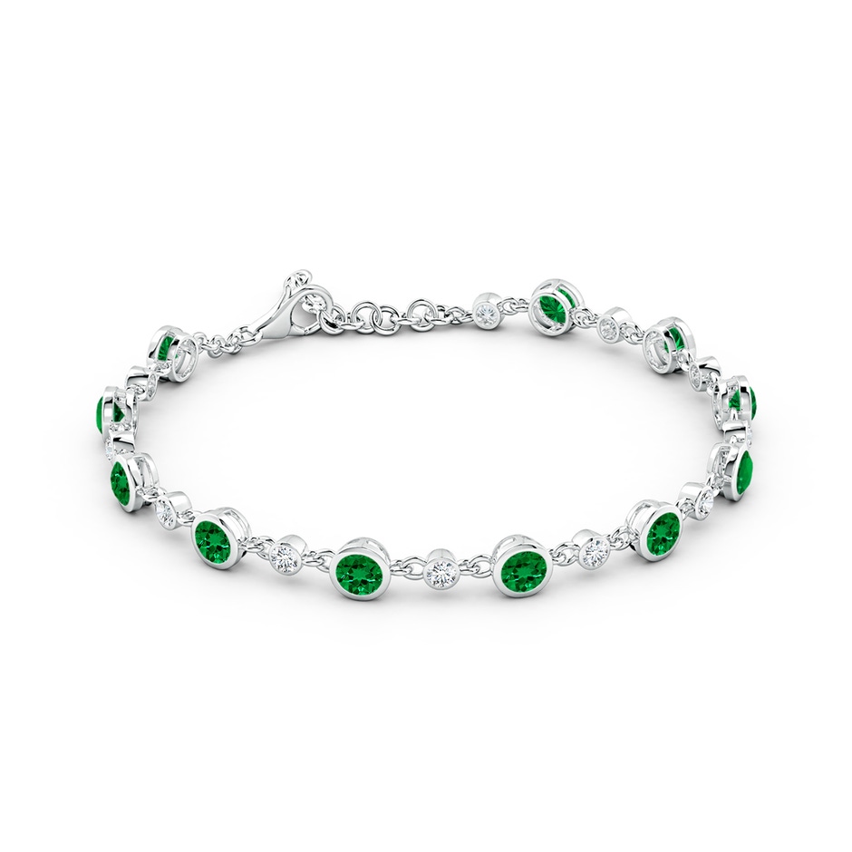 4mm Labgrown Alternating Round Lab-Grown Emerald and Diamond Tennis Bracelet in White Gold Side 199