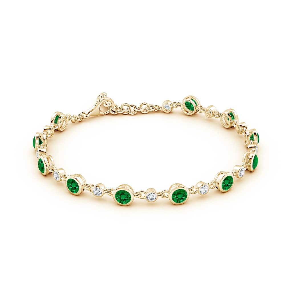 4mm Labgrown Alternating Round Lab-Grown Emerald and Diamond Tennis Bracelet in Yellow Gold - side 199