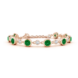 5mm Labgrown Alternating Round Lab-Grown Emerald and Diamond Tennis Bracelet in Rose Gold