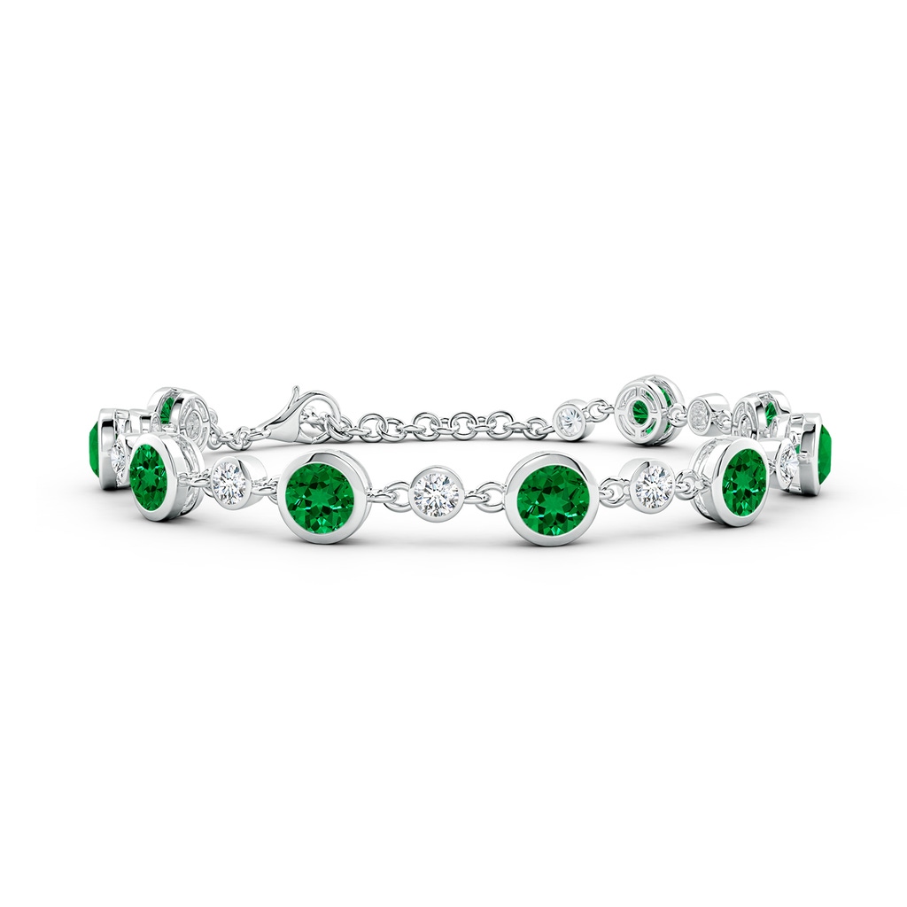 5mm Labgrown Alternating Round Lab-Grown Emerald and Diamond Tennis Bracelet in White Gold