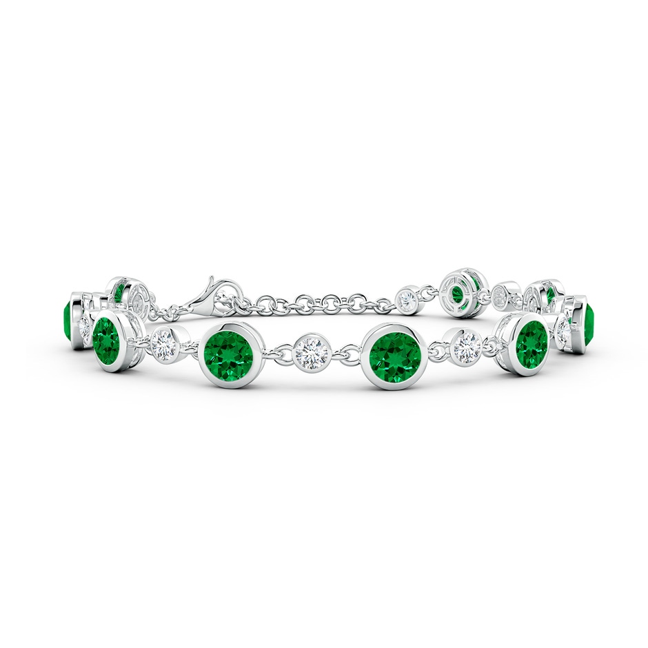 5mm Labgrown Alternating Round Lab-Grown Emerald and Diamond Tennis Bracelet in White Gold 