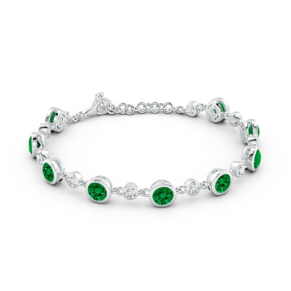 5mm Labgrown Alternating Round Lab-Grown Emerald and Diamond Tennis Bracelet in White Gold Side 199