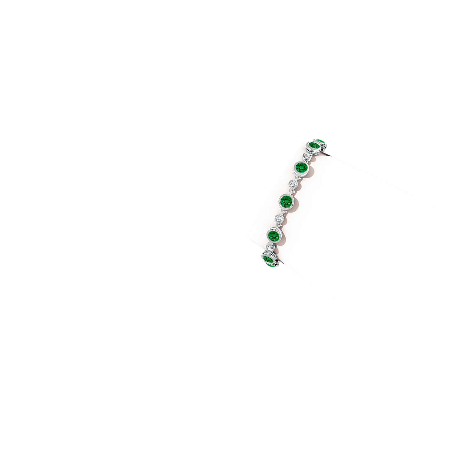 5mm Labgrown Alternating Round Lab-Grown Emerald and Diamond Tennis Bracelet in White Gold - body_arm