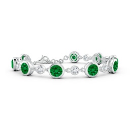 Adjustable White Gold Lab Grown Emerald Bracelets