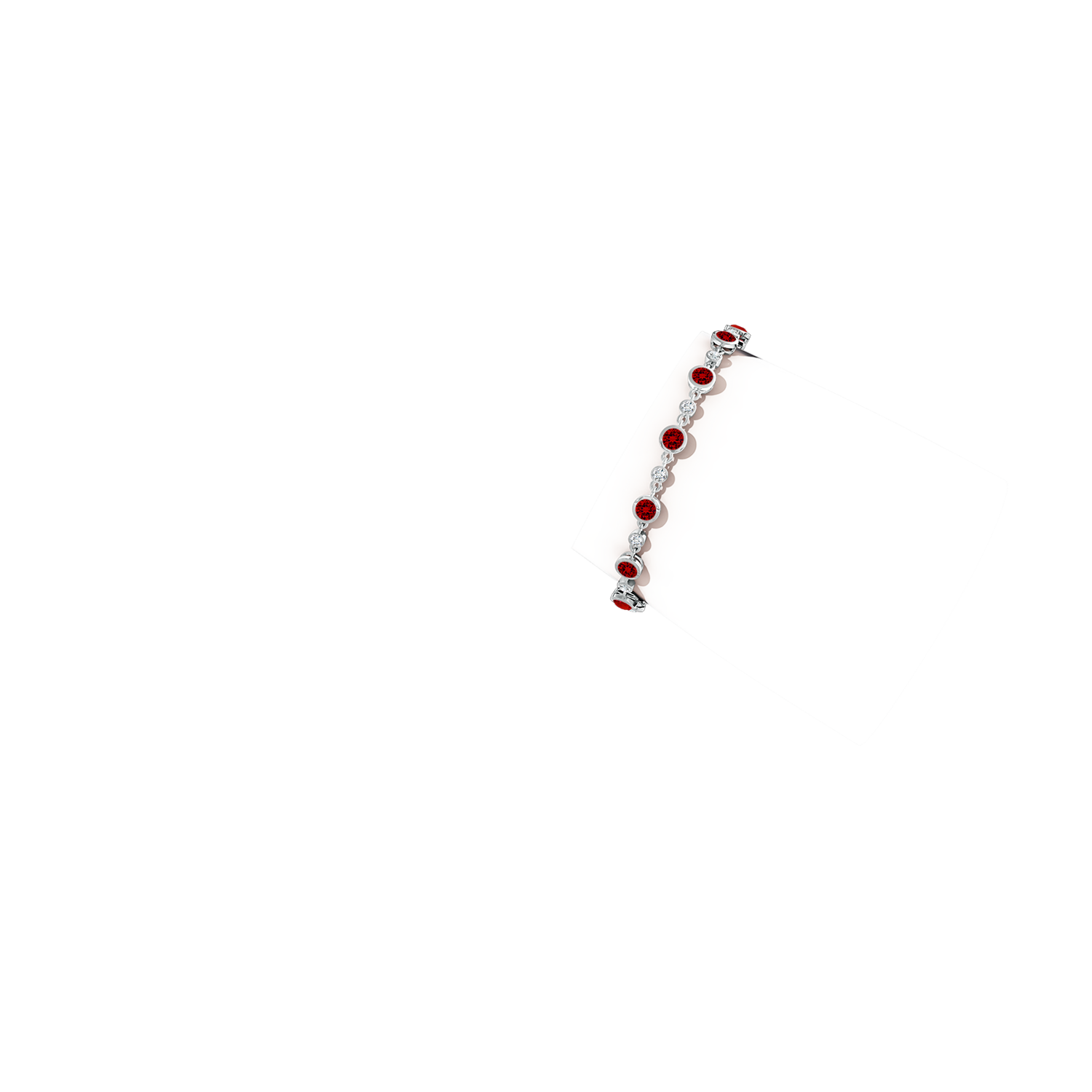 4mm Labgrown Alternating Round Lab-Grown Ruby and Diamond Tennis Bracelet in White Gold - body_arm