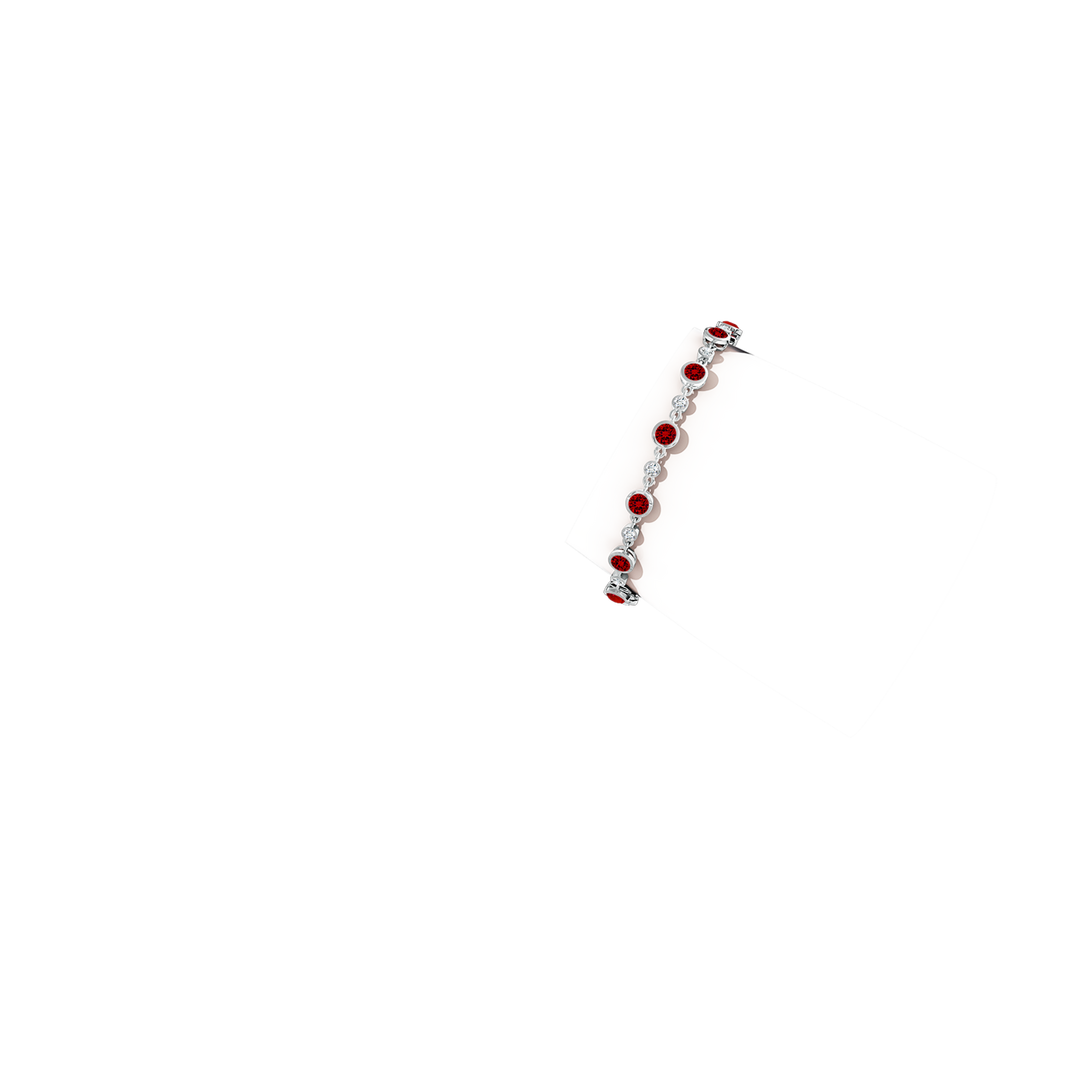 4mm Labgrown Alternating Round Lab-Grown Ruby and Diamond Tennis Bracelet in White Gold - body_arm