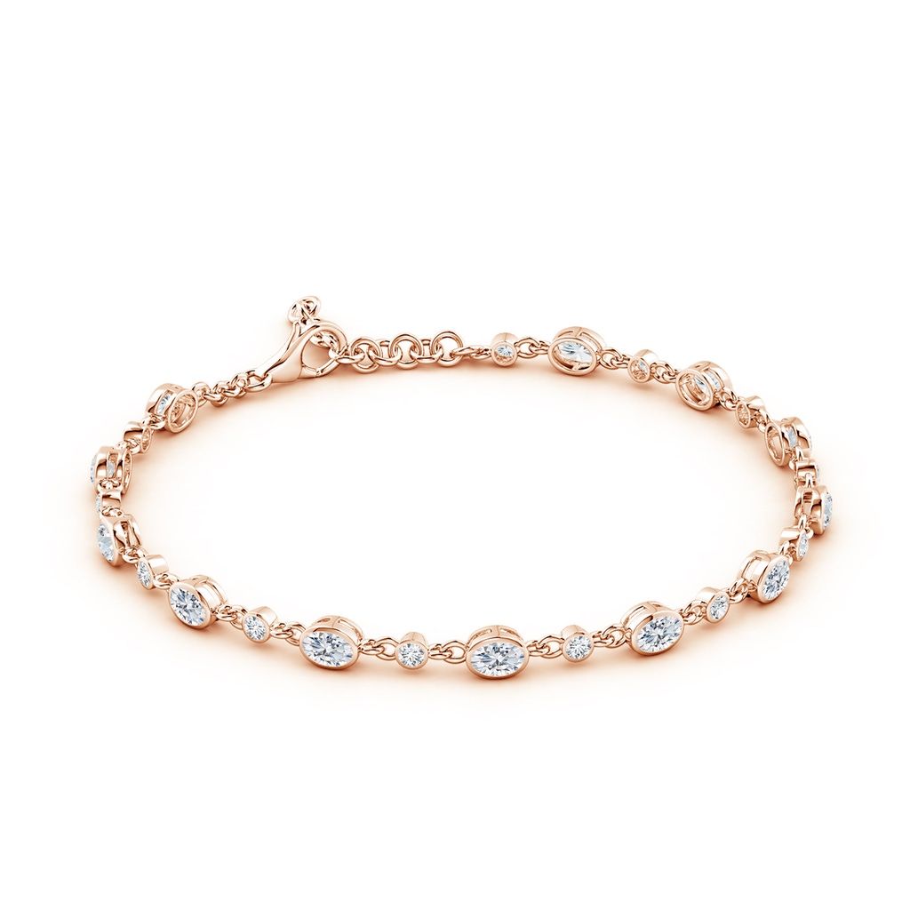 4x3mm FGVS Alternating Oval and Round Lab-Grown Diamond Tennis Bracelet in Rose Gold - side 199