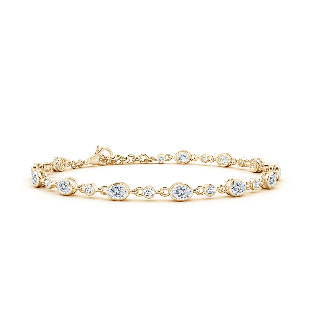 4x3mm FGVS Alternating Oval and Round Lab-Grown Diamond Tennis Bracelet in Yellow Gold 