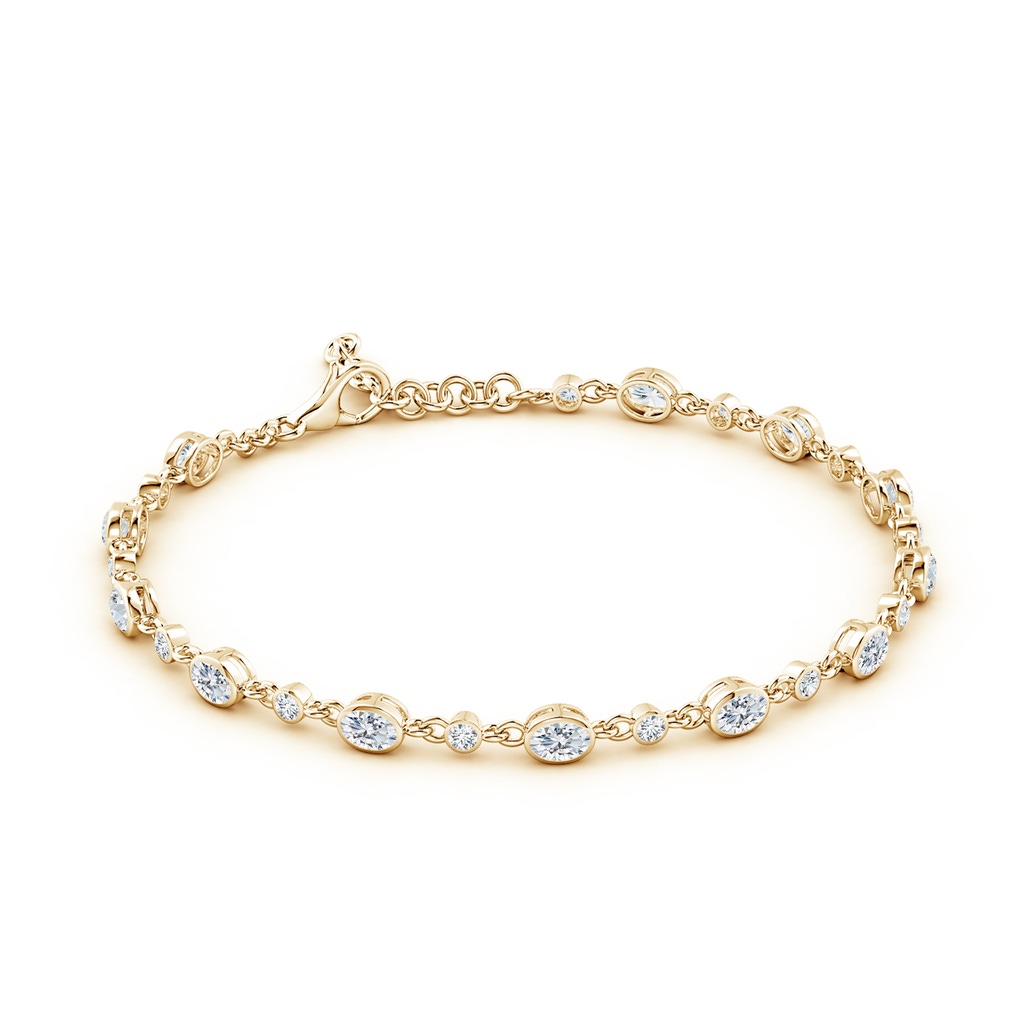 4x3mm FGVS Alternating Oval and Round Lab-Grown Diamond Tennis Bracelet in Yellow Gold Side 199