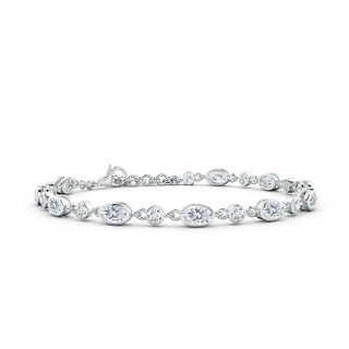 5x3mm FGVS Alternating Oval and Round Lab-Grown Diamond Tennis Bracelet in 18K White Gold