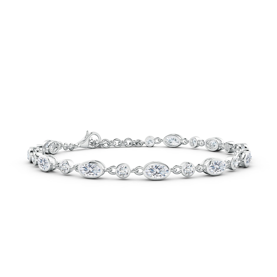 5x3mm FGVS Alternating Oval and Round Lab-Grown Diamond Tennis Bracelet in 18K White Gold 