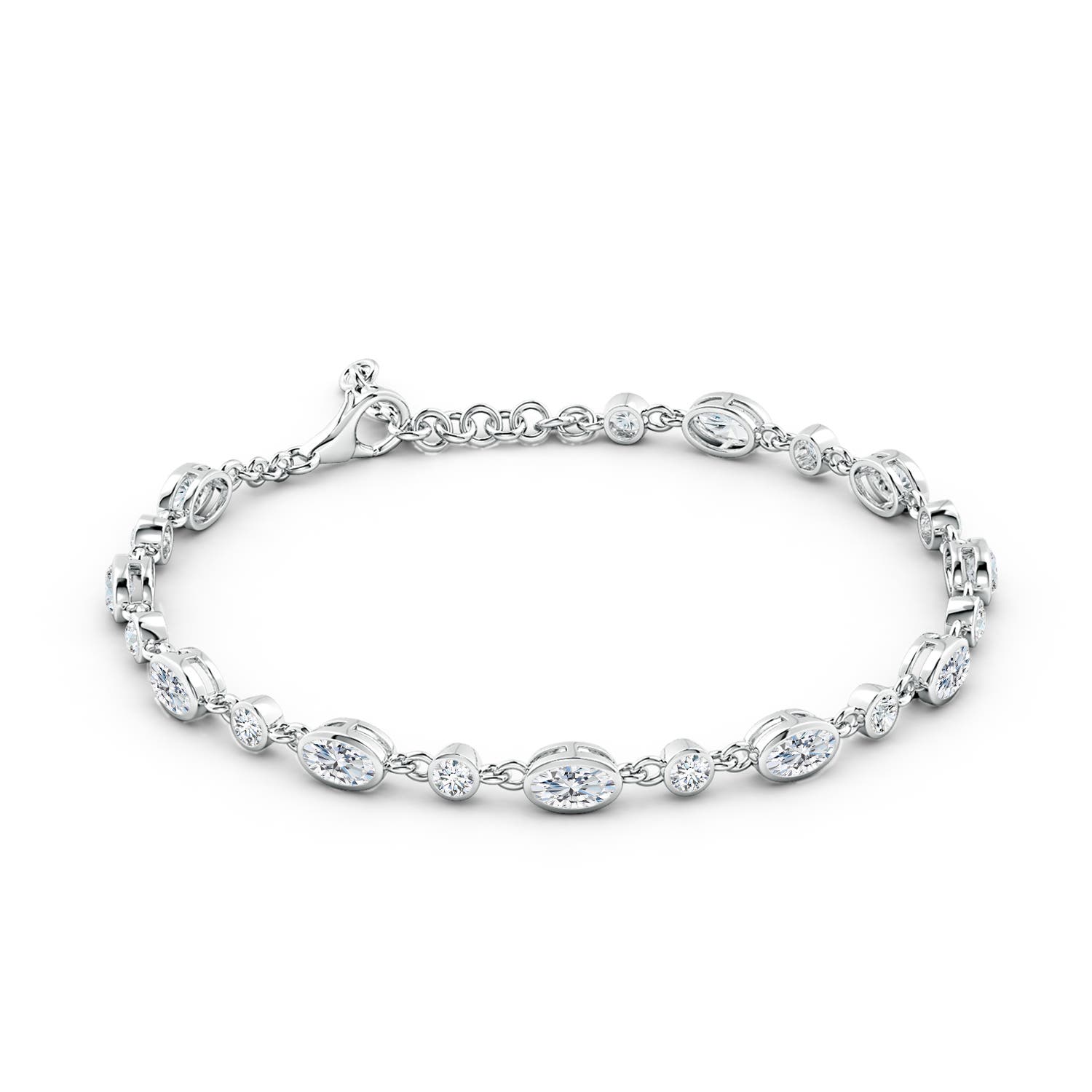 5x3mm FGVS Alternating Oval and Round Lab-Grown Diamond Tennis Bracelet in 18K White Gold - side 3