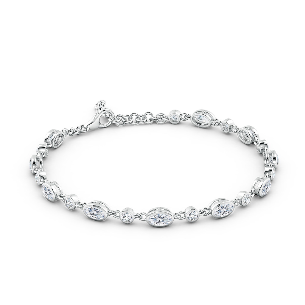 5x3mm FGVS Alternating Oval and Round Lab-Grown Diamond Tennis Bracelet in 18K White Gold - side 199