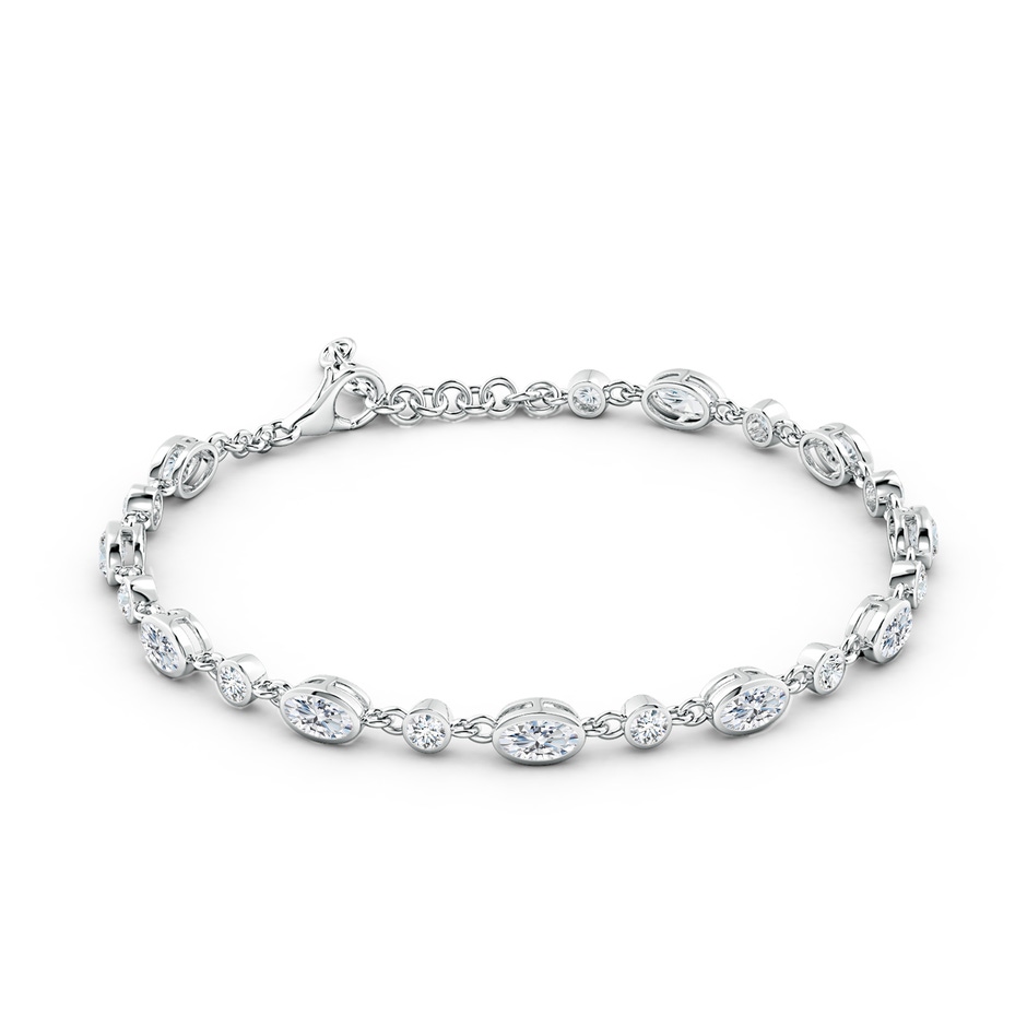 5x3mm FGVS Alternating Oval and Round Lab-Grown Diamond Tennis Bracelet in 18K White Gold side 199