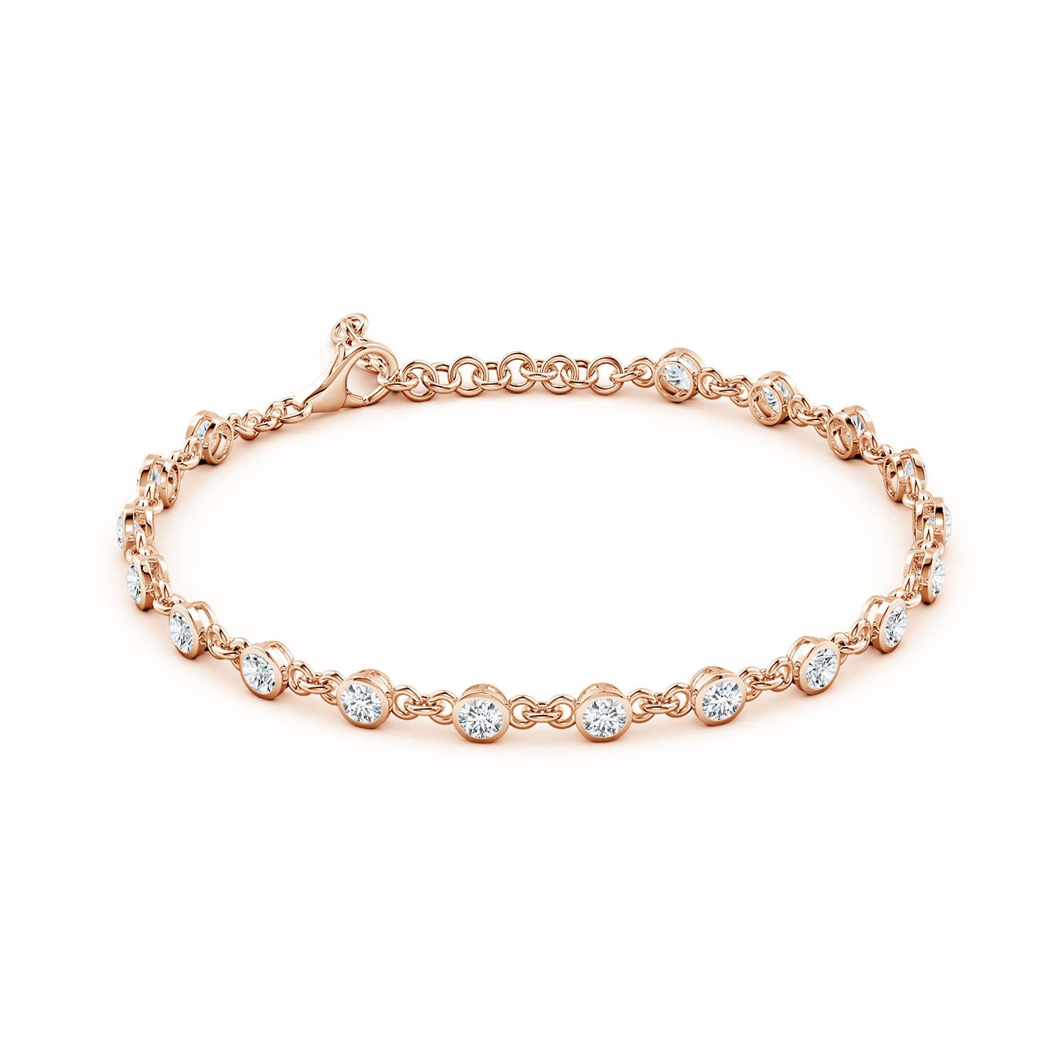 3mm FGVS Bezel-Set Round Lab-Grown Diamond Tennis Bracelet in Rose Gold