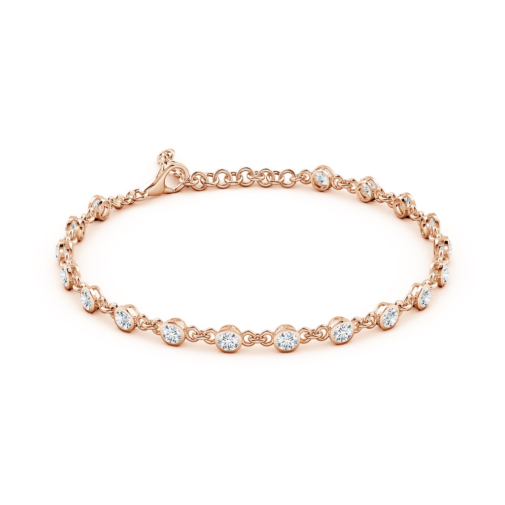 3mm FGVS Bezel-Set Round Lab-Grown Diamond Tennis Bracelet in Rose Gold - side 199