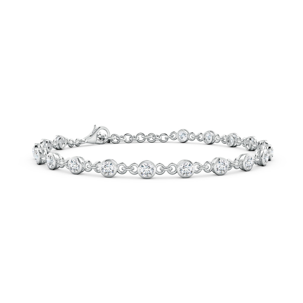 3mm FGVS Bezel-Set Round Lab-Grown Diamond Tennis Bracelet in White Gold