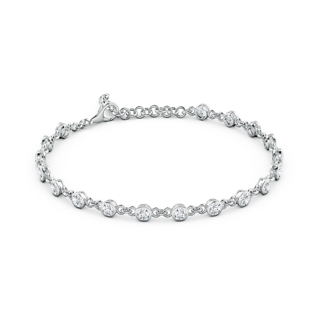 3mm FGVS Bezel-Set Round Lab-Grown Diamond Tennis Bracelet in White Gold - side 199