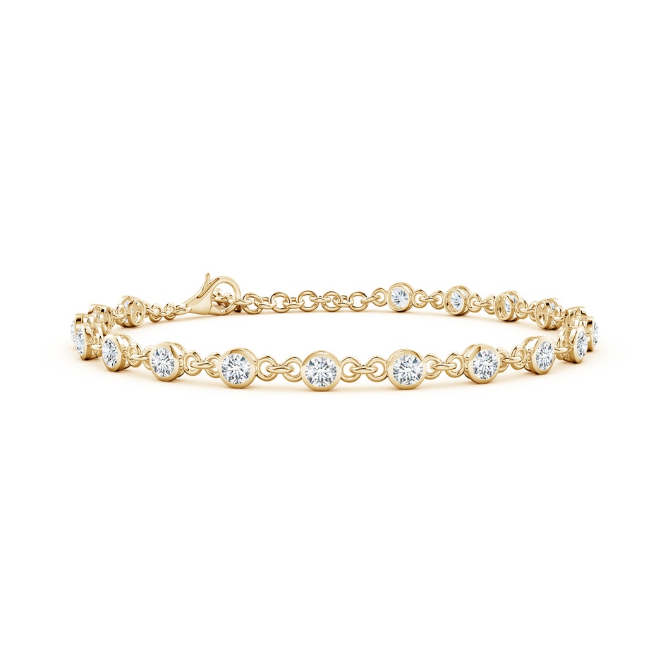 3mm FGVS Bezel-Set Round Lab-Grown Diamond Tennis Bracelet in Yellow Gold 