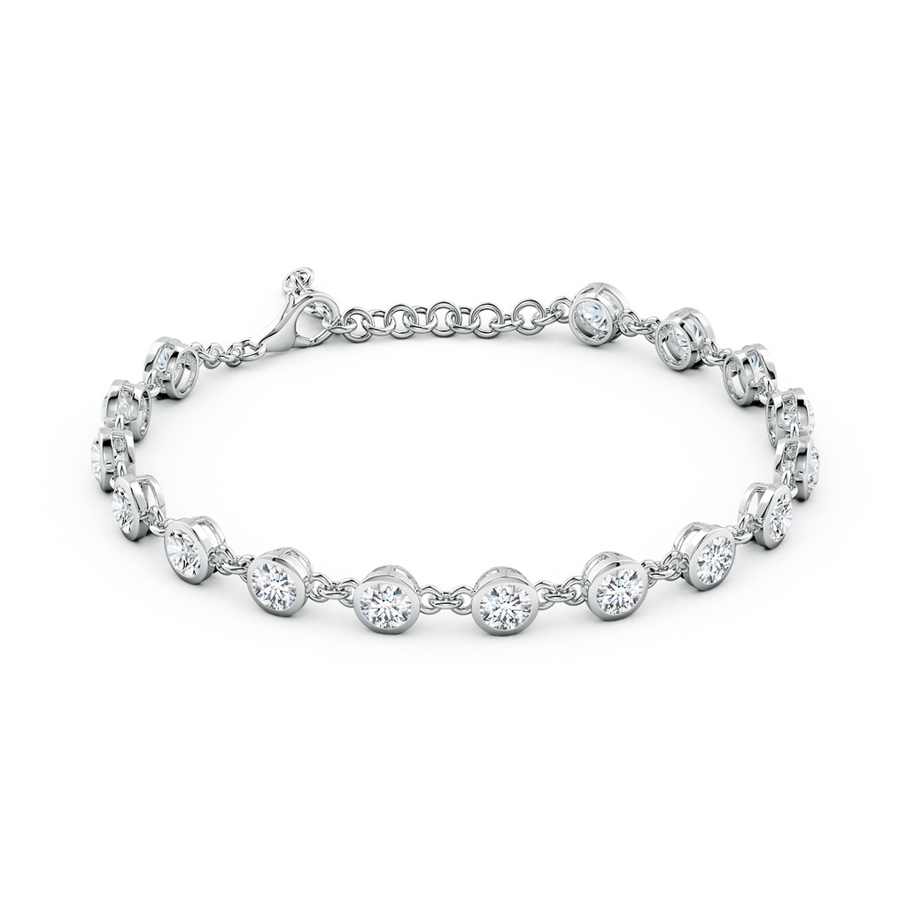 4.1mm FGVS Bezel-Set Round Lab-Grown Diamond Tennis Bracelet in 18K White Gold - side 199