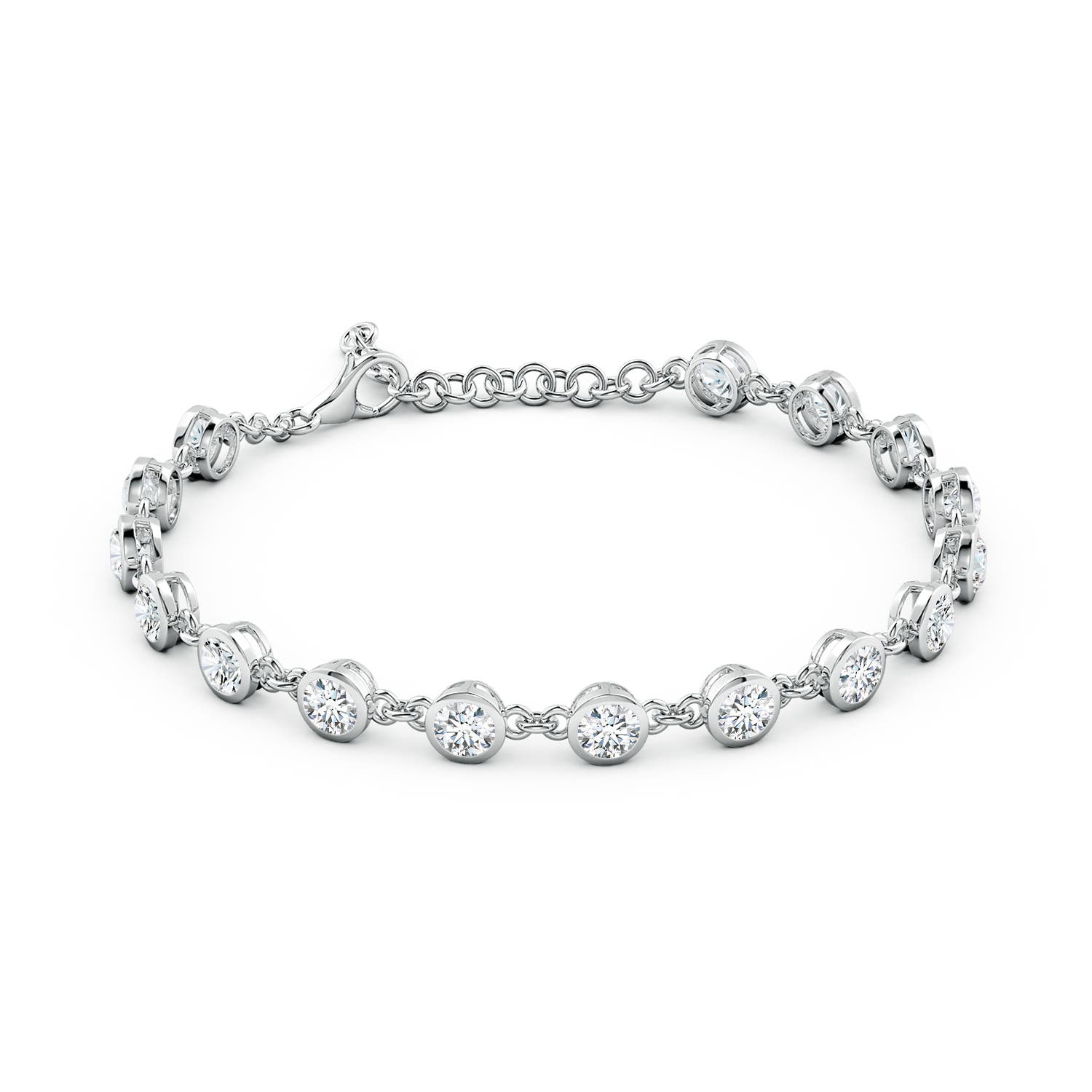 4.1mm FGVS Bezel-Set Round Lab-Grown Diamond Tennis Bracelet in White Gold