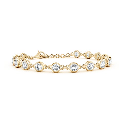 4.1mm FGVS Bezel-Set Round Lab-Grown Diamond Tennis Bracelet in Yellow Gold