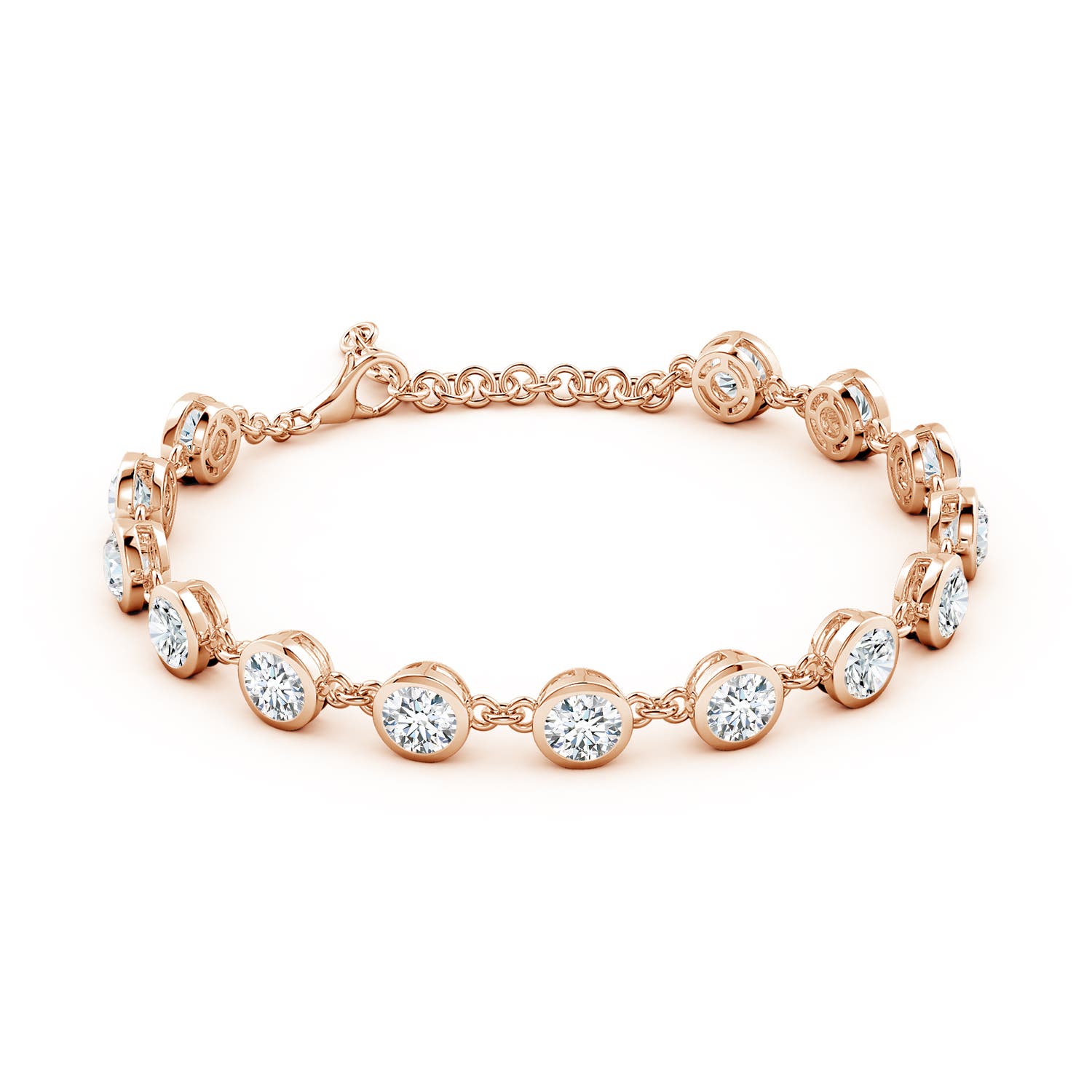5.1mm FGVS Bezel-Set Round Lab-Grown Diamond Tennis Bracelet in Rose Gold