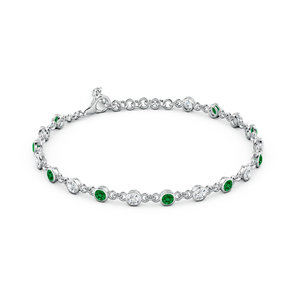 3mm Labgrown Bezel-Set Round Lab-Grown Emerald and Diamond Tennis Bracelet in White Gold Side 199