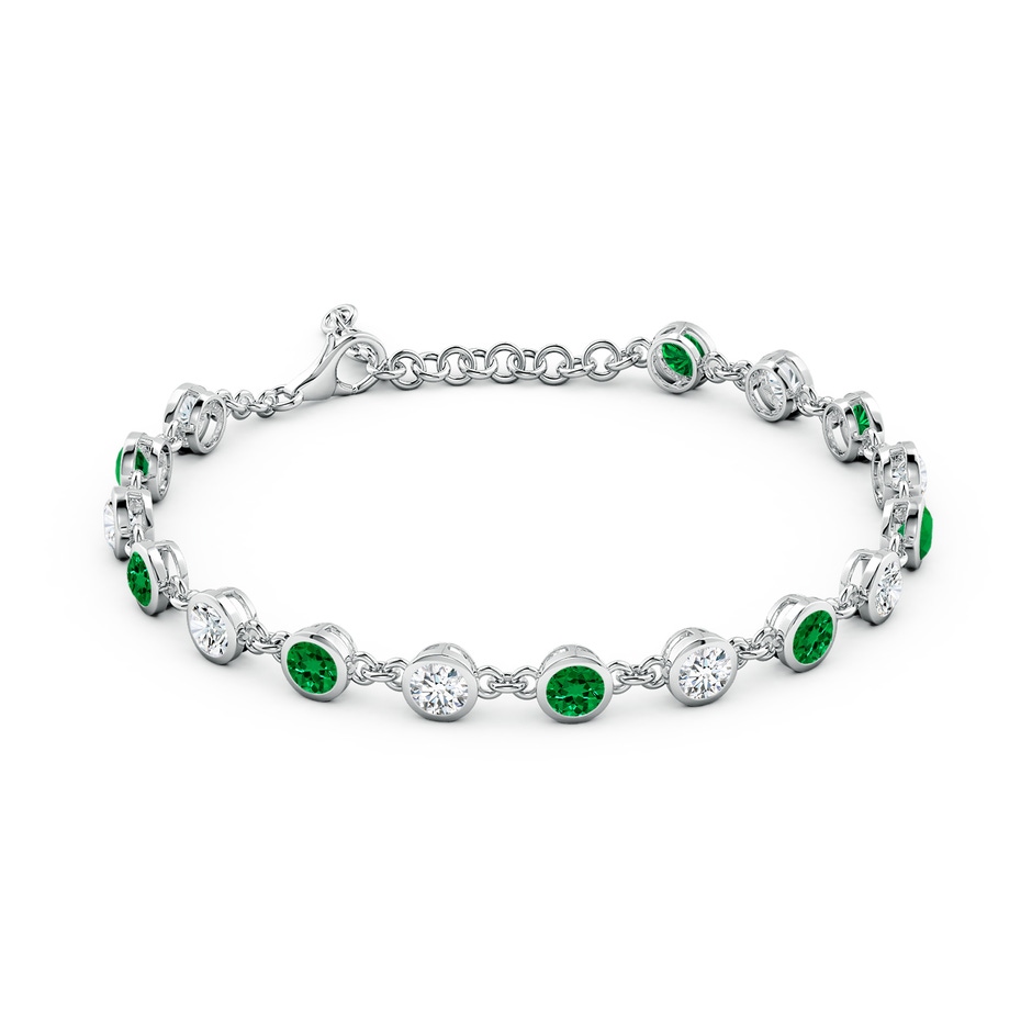 4mm Labgrown Bezel-Set Round Lab-Grown Emerald and Diamond Tennis Bracelet in White Gold Side 199