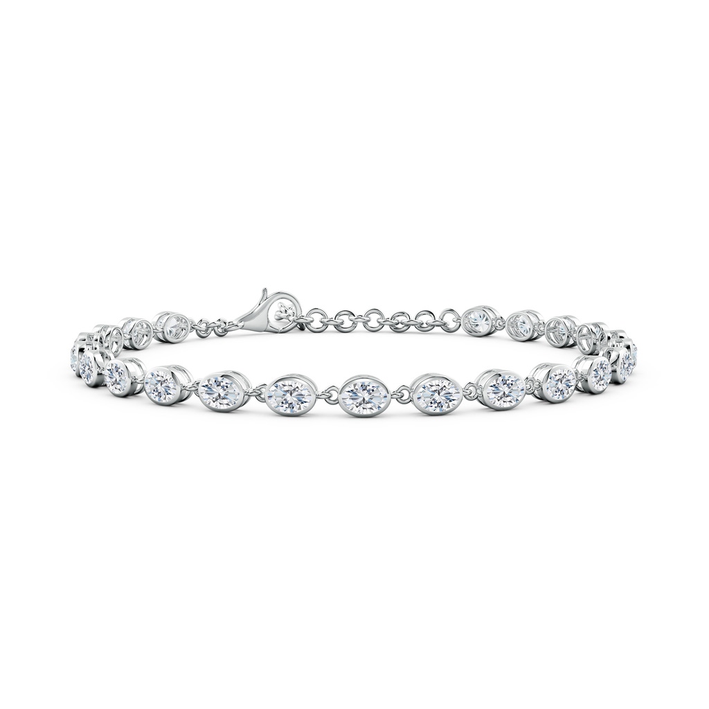 4x3mm FGVS Bezel-Set Oval Lab-Grown Diamond Tennis Bracelet in 18K White Gold