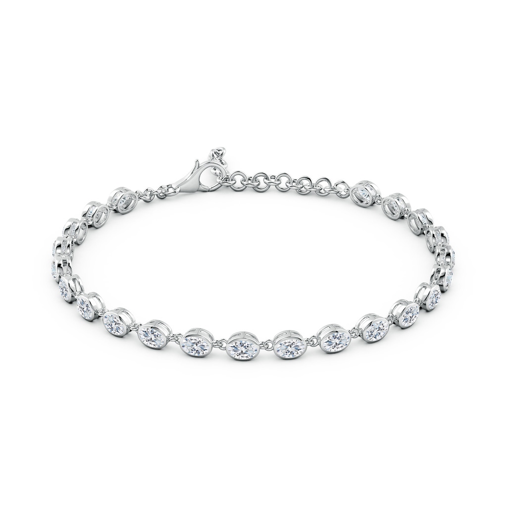 4x3mm FGVS Bezel-Set Oval Lab-Grown Diamond Tennis Bracelet in 18K White Gold - side 199