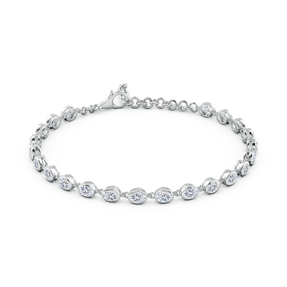 4x3mm FGVS Bezel-Set Oval Lab-Grown Diamond Tennis Bracelet in 18K White Gold side 199