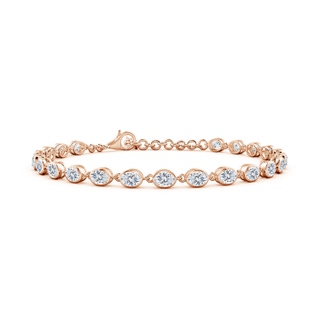 4x3mm FGVS Bezel-Set Oval Lab-Grown Diamond Tennis Bracelet in Rose Gold