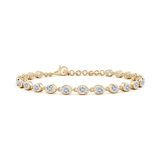 4x3mm FGVS Bezel-Set Oval Lab-Grown Diamond Tennis Bracelet in Yellow Gold