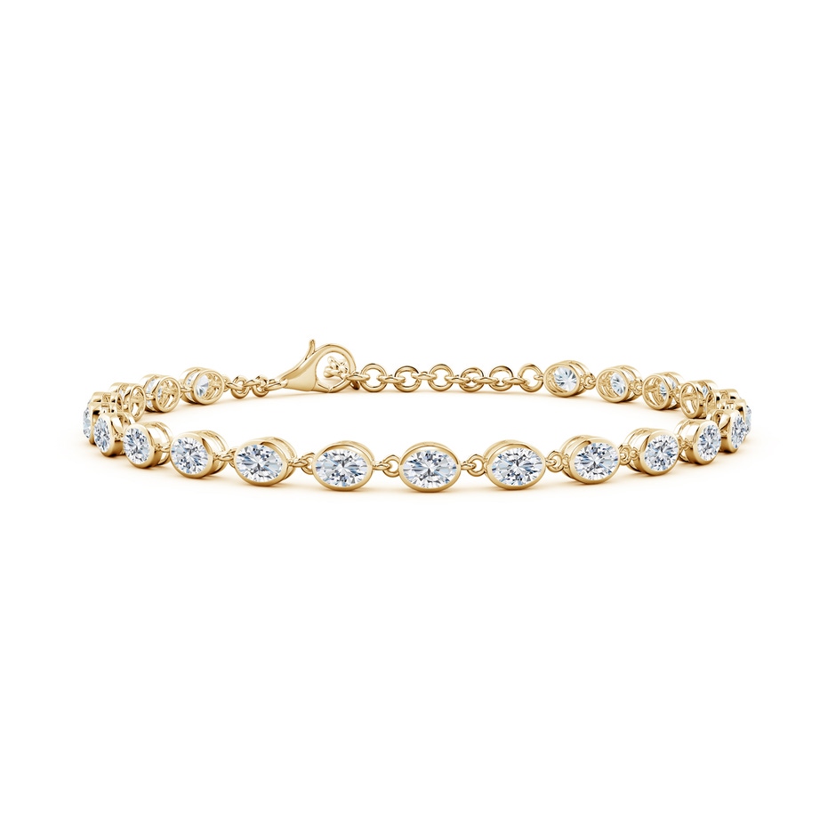 4x3mm FGVS Bezel-Set Oval Lab-Grown Diamond Tennis Bracelet in Yellow Gold 