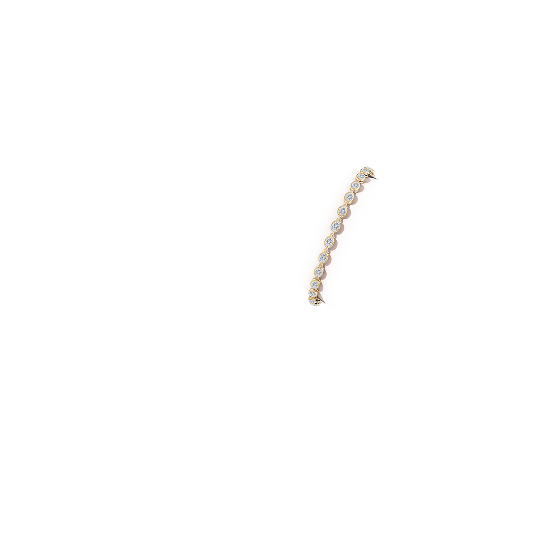 4x3mm FGVS Bezel-Set Oval Lab-Grown Diamond Tennis Bracelet in Yellow Gold - body_arm