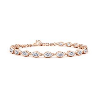 5x3mm FGVS Bezel-Set Oval Lab-Grown Diamond Tennis Bracelet in 18K Rose Gold
