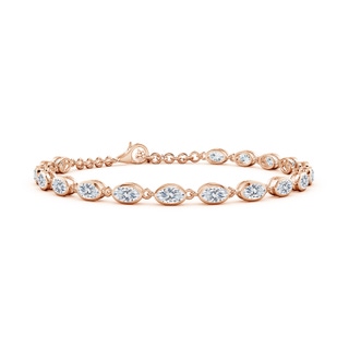 5x3mm FGVS Bezel-Set Oval Lab-Grown Diamond Tennis Bracelet in Rose Gold