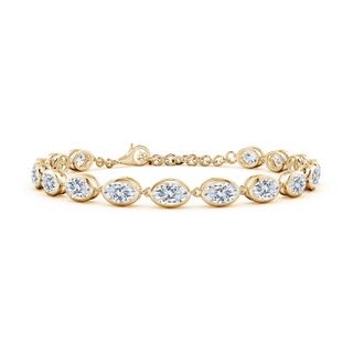 6x4mm FGVS Bezel-Set Oval Lab-Grown Diamond Tennis Bracelet in 9K Yellow Gold